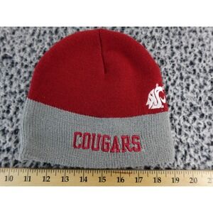 Washington State Cougars Nike Knit Beanie Hat Red Gray‎ Embroidered Logo